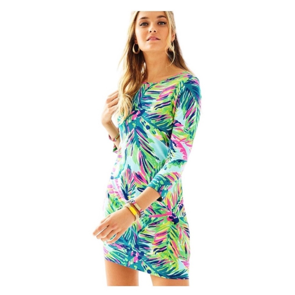 Lilly Pulitzer 100% Pima Cotton Marlowe Long Sleeve Mini Dress Size M Resortwear